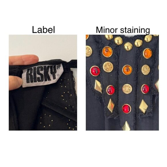 80s black embellished funky crazy one piece long sleeved cotton pant jumpsuit - Picture 9 of 9